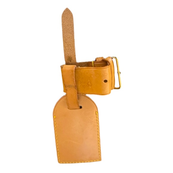 Louis Vuitton Vachetta Leather Luggage Tag & Poignet Set Made in France - Picture 6 of 7
